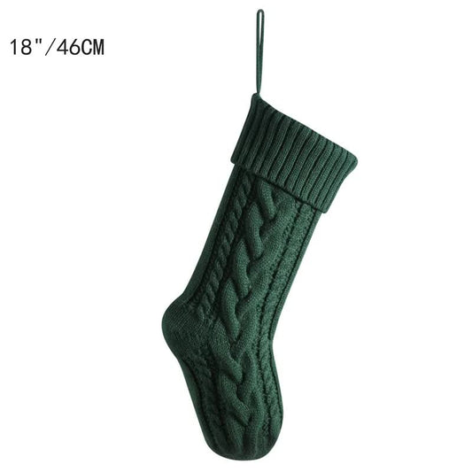3 PCS Green Knitted Christmas Gift Bag with Decorative Stocking & Color Block Cable Knit - Large Capacity Holiday Gift Bag Cart Online